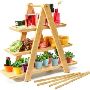 3 Tier Bamboo A Shaped Ladder Serving Stand