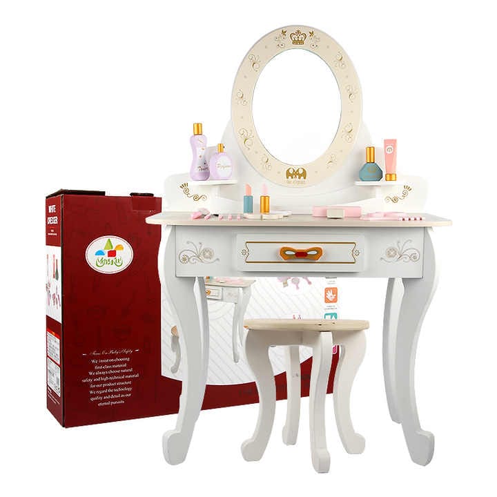 White Kids Wooden Dresser; Stool And Makeup Set - Image 2