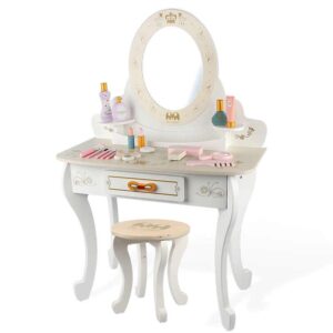 White Kids Wooden Dresser; Stool And Makeup Set - Image 3