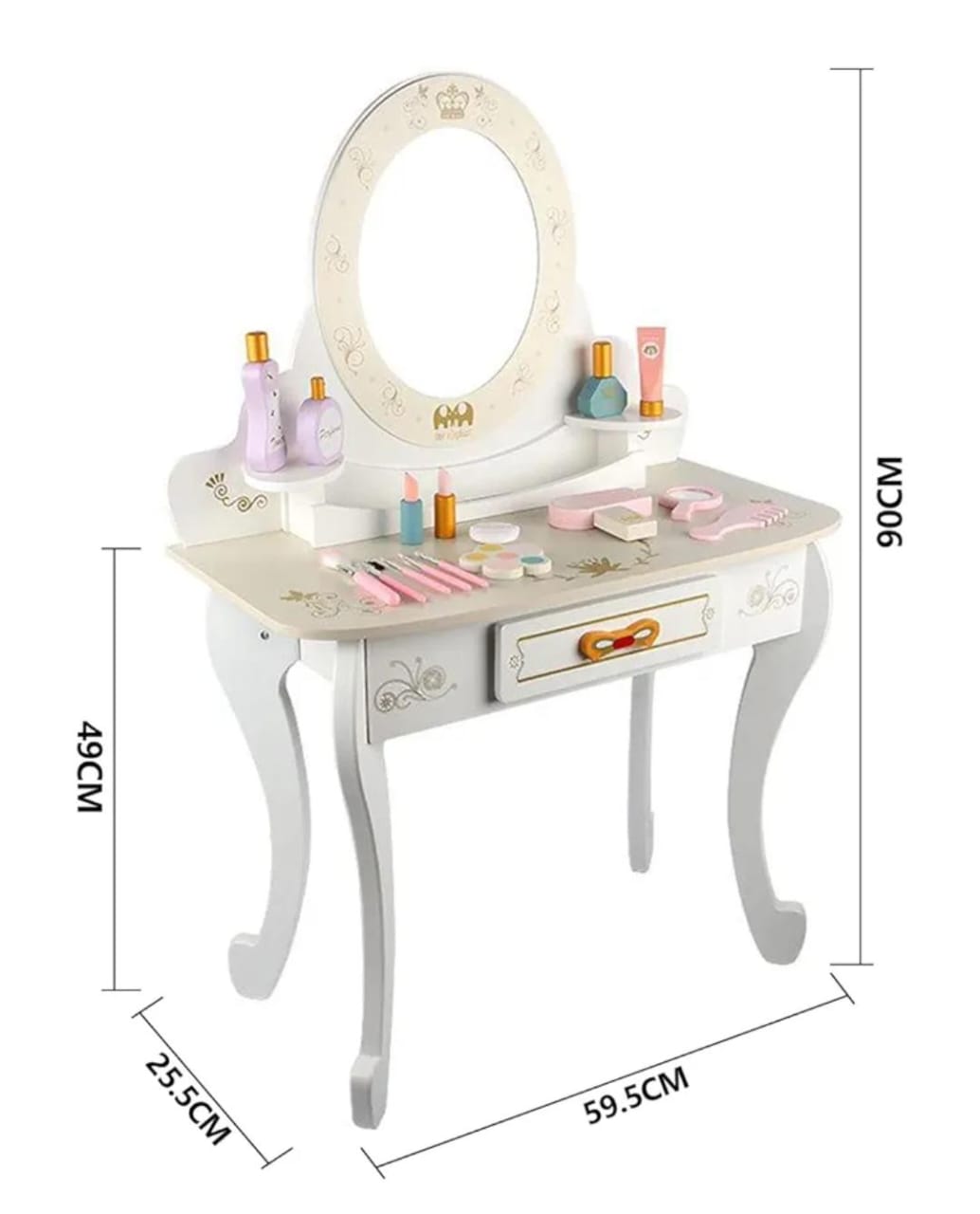 White Kids Wooden Dresser; Stool And Makeup Set - Image 6