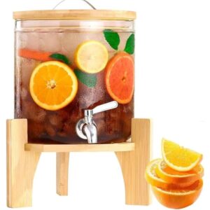 Glass Beverage Dispenser On A Wooden Standcapacity 3.2L