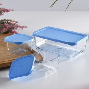 1.2Lt+275Ml 3Pcs Set Blue Lid Pasabahce