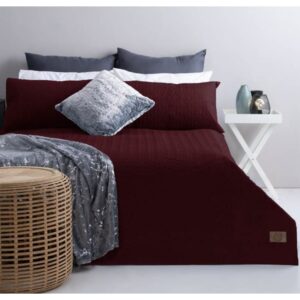 Burgundy  Pierre Cardin Plain Pinsonic Quilts 3Pc