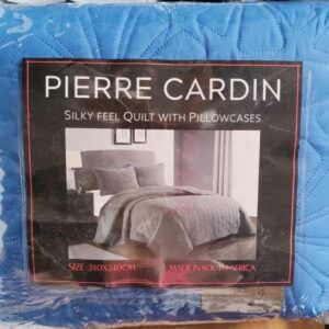 Blue   Pierre Cardin Plain Pinsonic Quilts 3Pc