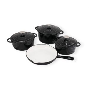 Black 7Pc Cast Iron Pot Set