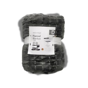 Grey Checkgrid Plush Throw Double