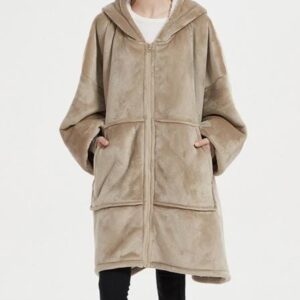 Beige Zip Style Huggle Hoodie