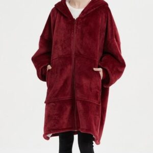 Red Zip Style Huggle Hoodie