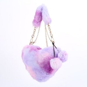 FAUX FUR HEART SHAPED PLUSH HANDBAG - Image 2