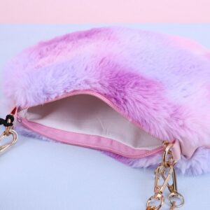 FAUX FUR HEART SHAPED PLUSH HANDBAG - Image 3