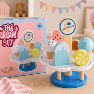 WOODEN ICE CREAM STAND PLAYSET
