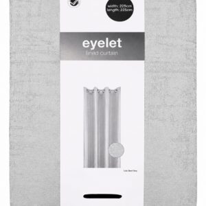 STEEL GREY LOLA JACQ EYELET LINED CURTAIN