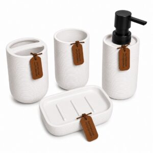 CREAM 4-PIECE RIBBED BATHROOM SET