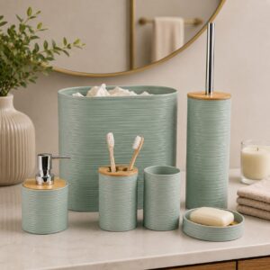 LIGHT GREEN 6-PIECE BATHROOM SET - Image 2