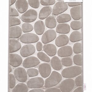 BEIGE PEBBLE DESIGN LUXURY MEMORY FOAM BATH MAT