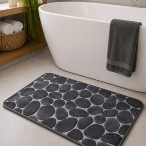 GREY PEBBLE DESIGN LUXURY MEMORY FOAM BATH MAT - Image 2