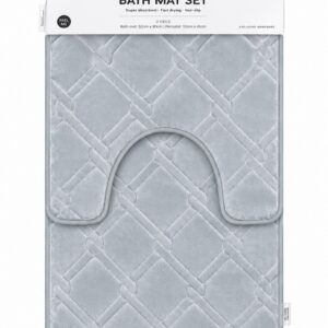 LIGHT GREY 2-PIECE LUXURY MEMORY FOAM BATH MAT SET