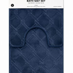 NAVY 2-PIECE LUXURY MEMORY FOAM BATH MAT SET