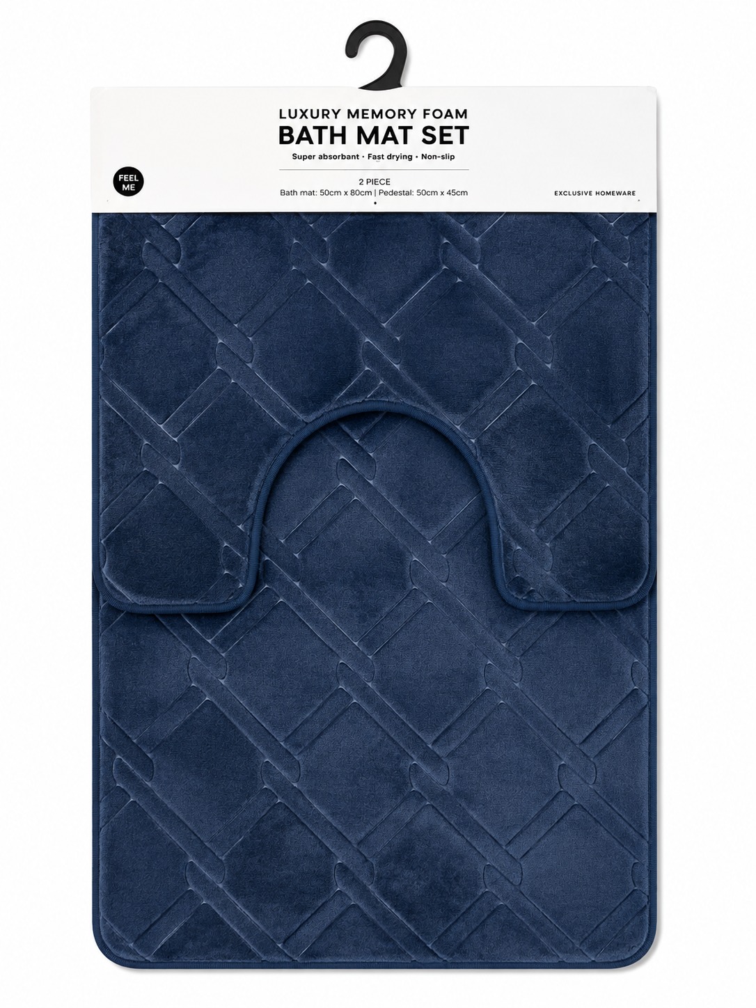 NAVY 2-PIECE LUXURY MEMORY FOAM BATH MAT SET