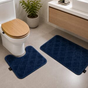 NAVY 2-PIECE LUXURY MEMORY FOAM BATH MAT SET - Image 2