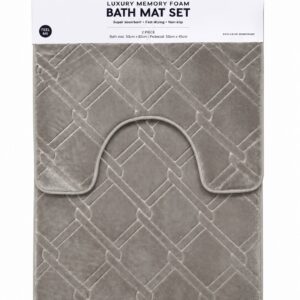 BEIGE 2-PIECE LUXURY MEMORY FOAM BATH MAT SET