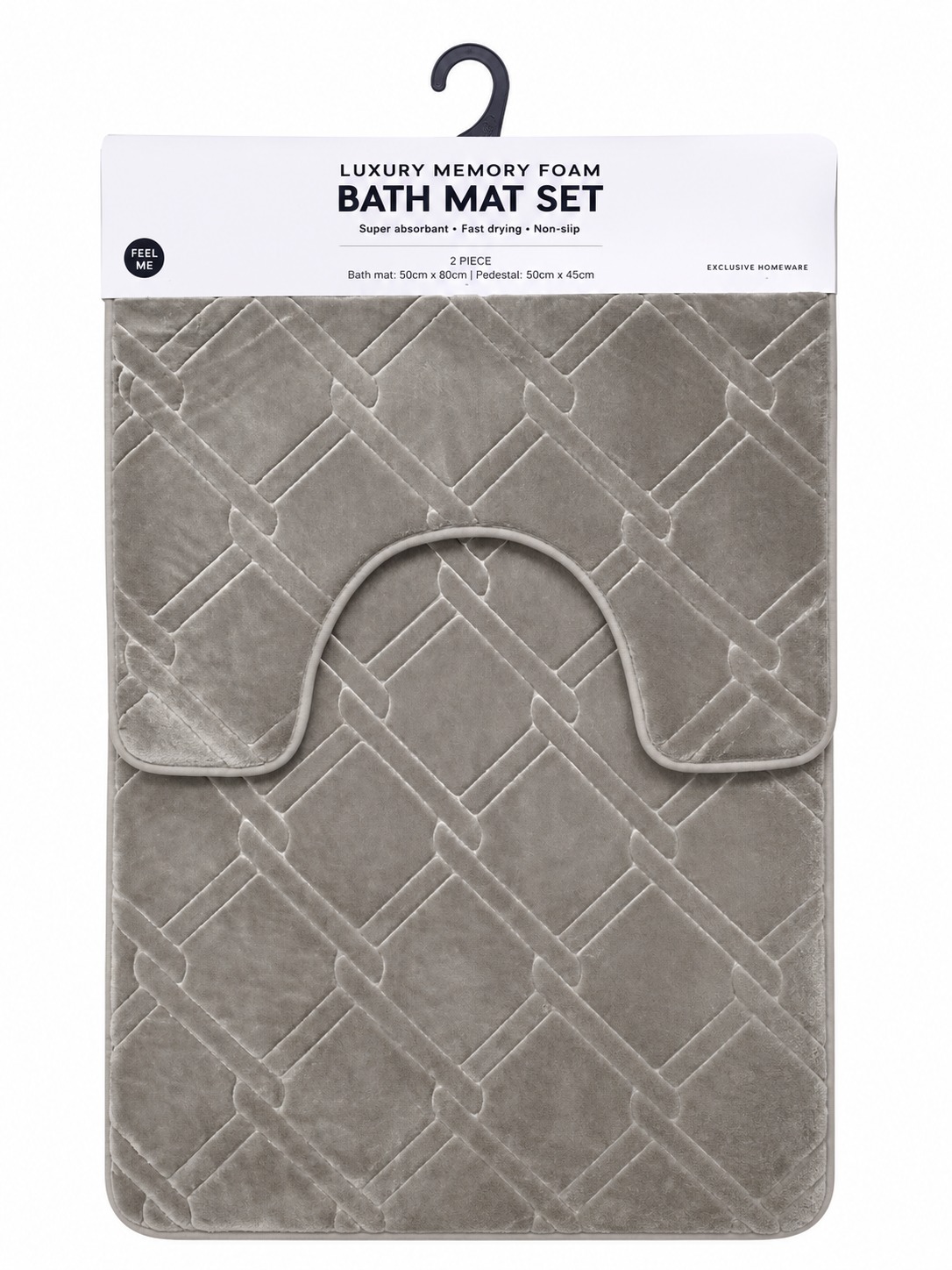 BEIGE 2-PIECE LUXURY MEMORY FOAM BATH MAT SET