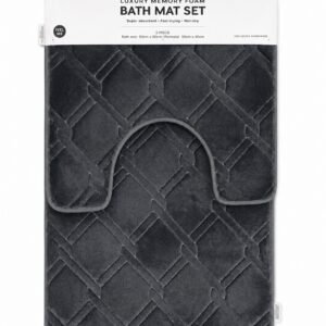 CHARCOAL 2-PIECE LUXURY MEMORY FOAM BATH MAT SET