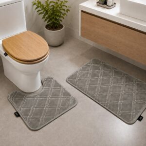 BEIGE 2-PIECE LUXURY MEMORY FOAM BATH MAT SET - Image 2