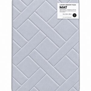 LIGHT GREY CRISS CROSS LUXURY MEMORY FOAM BATH MAT