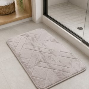 TAUPE CRISS CROSS LUXURY MEMORY FOAM BATH MAT - Image 2