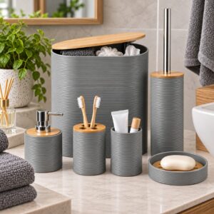 GREY 6-PIECE BATHROOM SET - Image 2