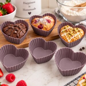 PERILLA SILICONE 6-PIECE HEART CUPCAKE CUPS - Image 2