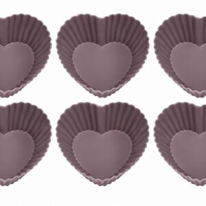 PERILLA SILICONE 6-PIECE HEART CUPCAKE CUPS
