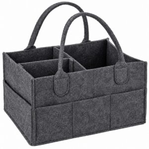 DARK GREY FELT BABY DIAPER CADDY ORGANISER