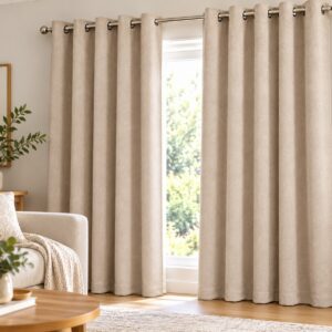 URBAN LIFESTYLE BEIGE EYELET BLOCKOUT CURTAIN - Image 2