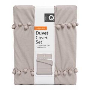 Queen Natural Pom Pom Duvet Cover - Soft & Stylish Bedding