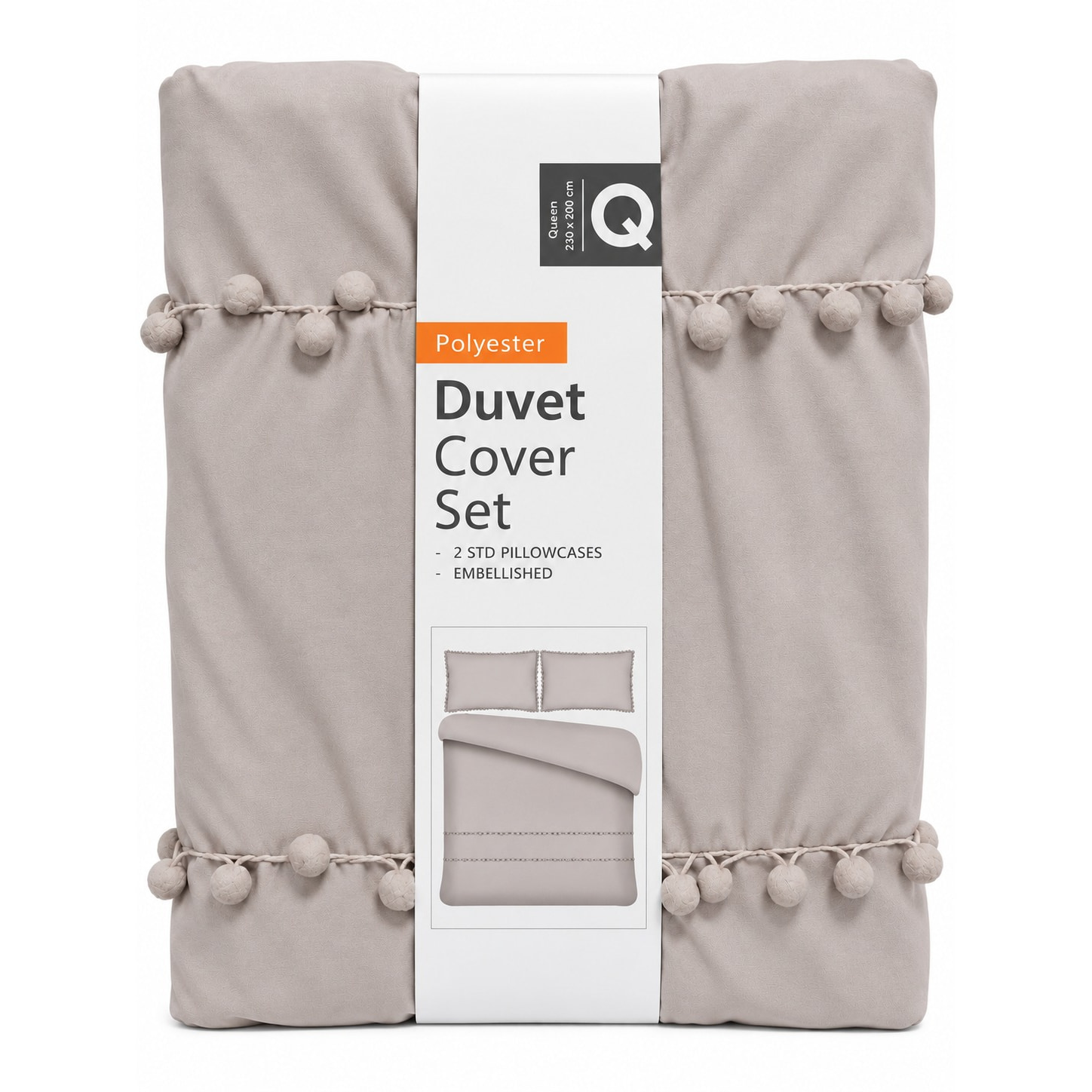 Queen Natural Pom Pom Duvet Cover - Soft & Stylish Bedding