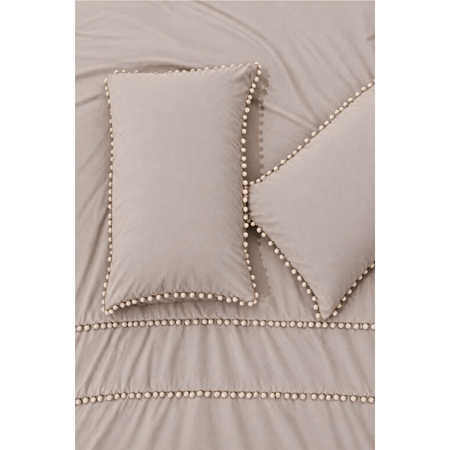 Queen Natural Pom Pom Duvet Cover - Soft & Stylish Bedding