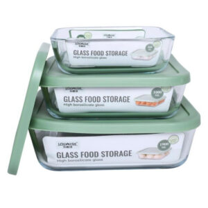 SAGE LID 3PC SQ GLASS CONTAINER SET