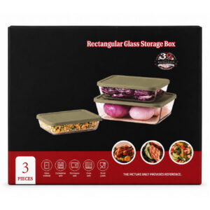 SAGE LID 3PC REC GLASS CONTAINER SET