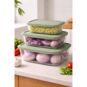 SAGE LID 3PC REC GLASS CONTAINER SET