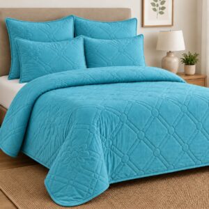 TEAL HOMESTYLE 5 PIECE MICROFIBRE LUXURY QUILT SET - Image 2