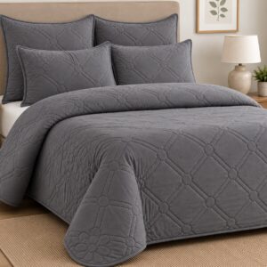 GREY HOMESTYLE 5 PIECE MICROFIBRE LUXURY QUILT SET - Image 2