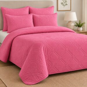 PINK HOMESTYLE 5 PIECE MICROFIBRE LUXURY QUILT SET - Image 2