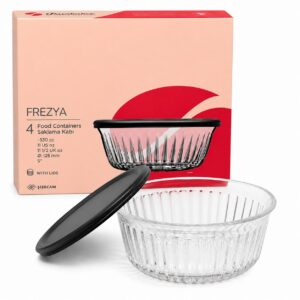 4 PIECE FREZYA ROUND CONTAINERS WITH GREY LID - 330ML - Image 2